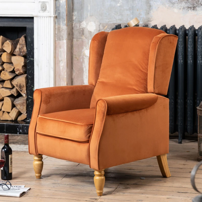 Image of Artemis Home Barksdale Recliner Armchair in Orange Orange Unisex