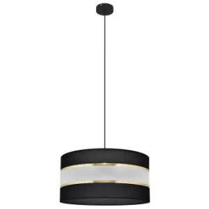 Image of Helen Cylindrical Pendant Ceiling Light Black, Gold 40cm