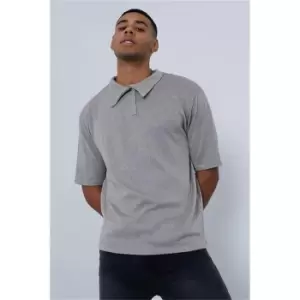 image of I Saw It First Stone Soft Knit Polo Top - Brown