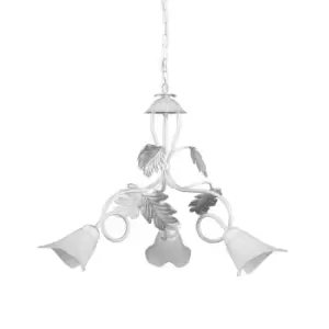 Image of Marilena 3 Light Multi Arm Pendant Ceiling Light, White, Silver