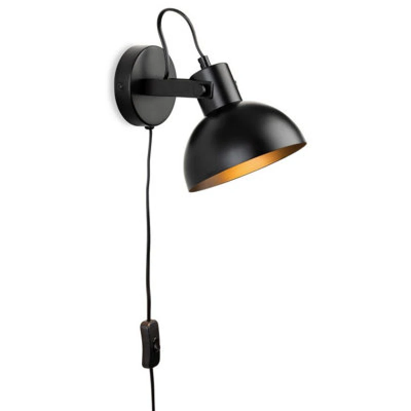 Image of Luminosa Lighting Luminosa Firstlight Dome Plug-In Wall Light Switched Black 1Xe27