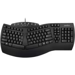 image of Perixx Periboard-512 USB Keyboard German, QWERTZ, Windows Black Ergonomic