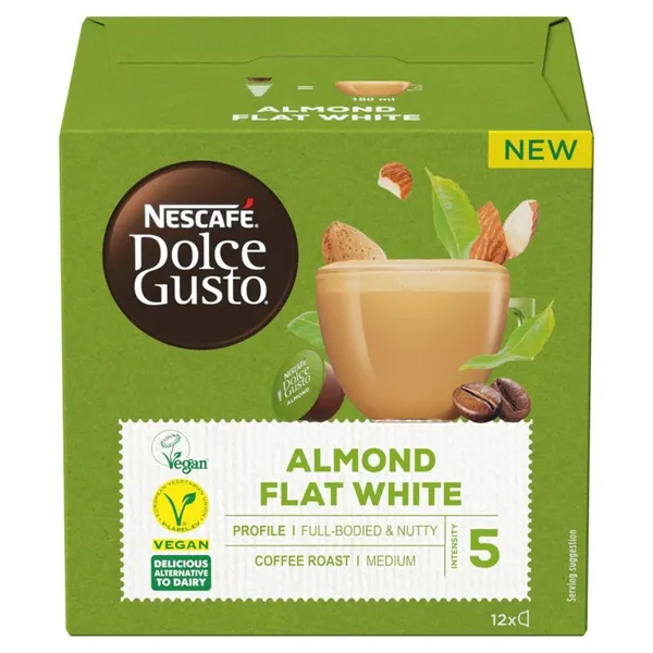 image of Nescafe Dolce Gusto Almond Flat White Coffee 12 Pods