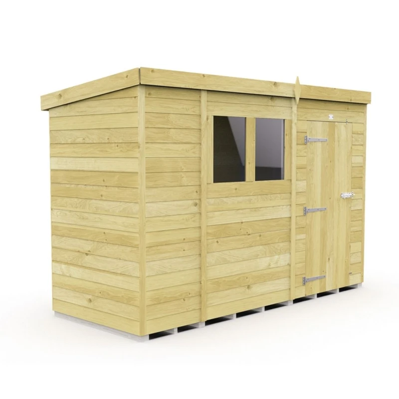 Image of Buttercup Farm 10 x 4 Feet Pent Shed - Single Door W/ Windows - L118 x W302 x H201cm in Brown Brown Unisex
