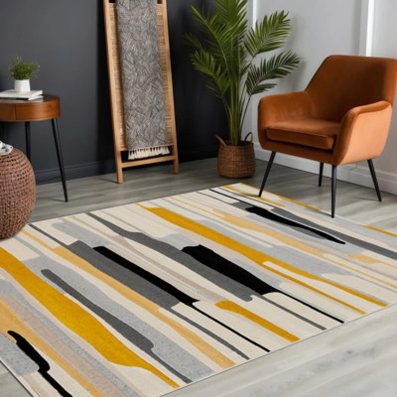 Image of Livabliss Scandi Modern Mustard/ivory Pukka Area Rug 120 X 170 Cm - Easy Care, Non Shedding, Ideal For Living Room & Bedroom