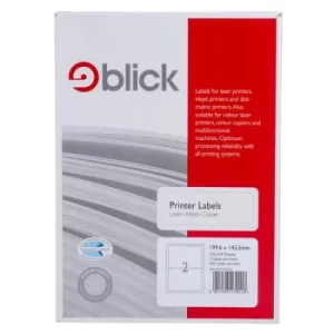 image of Blick Copier Labels A4 2 (199.6 x 143.5mm) per Sheet, 100 Sheets