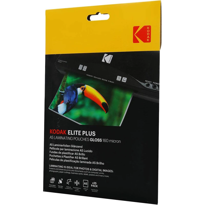 Image of Kodak Elite Plus A5 Laminating Pouches Gloss - 160 Micron 25 Pack