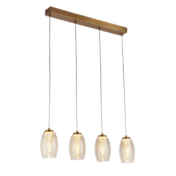 image of Searchlight Cyclone LED Champagne Glass 4 Light Bar Ceiling Pendant Light - Bronze