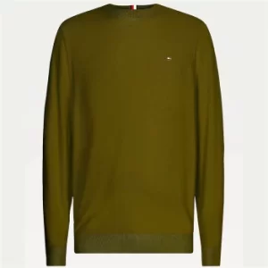 Image of Tommy Hilfiger Mens Mini Flag Crewneck Jumper - Olivewood - M