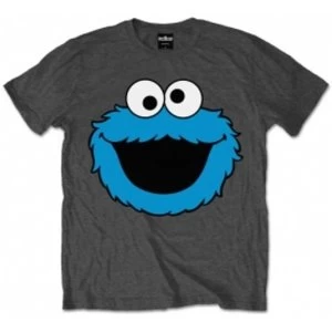 Image of Sesame Street Cookie Head Mens Charcoal T Shirt: Large