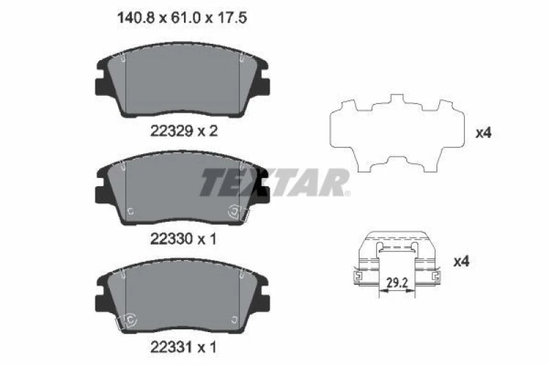Image of Brake pad set TEXTAR 2232901