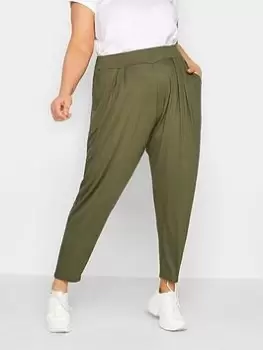 Image of Yours Double Pleat Harem Khaki, Green, Size 16, Women