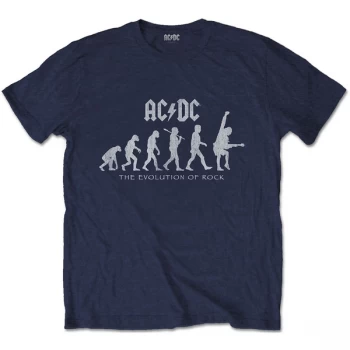 Image of AC/DC - Evolution of Rock Unisex Large T-Shirt - Blue
