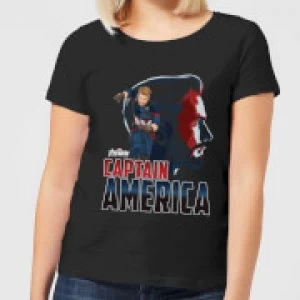 image of Avengers Captain America Womens T-Shirt - Black