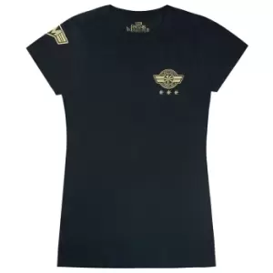 Image of Captain Marvel Womens/Ladies Shield Pocket Placement T-Shirt (L) (Black)