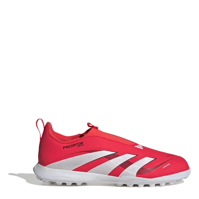 Image of adidas Predator League Laceless Juniors Astro Turf Football Boots Red 4
