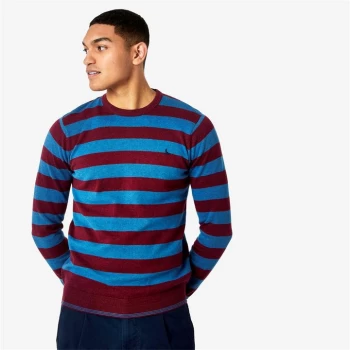 image of Jack Wills Fairley Stripe Crew Knitted Jumper - Damson