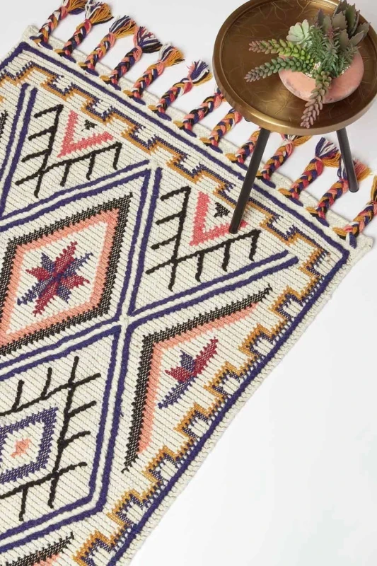 Image of Homescapes Goa Multi Colour Kilim Wool Rug Multi