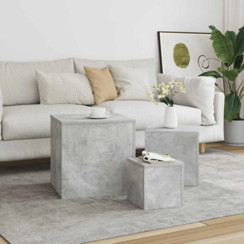 Image of VIDAXL Side Tables 3 pcs Concrete Grey Engineered Wood Vidaxl 8720286611272