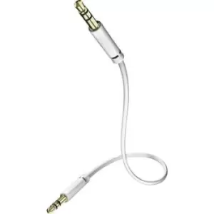 Image of Inakustik 003101005 Jack Audio/phono Cable [1x Jack plug 3.5mm - 1x Jack plug 3.5 mm] 0.50 m White gold plated connectors
