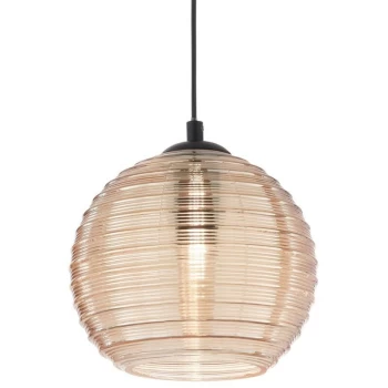Image of Ideal Lux Lighting - Ideal Lux RIGA - Indoor Dome Ceiling Pendant Lamp 1 Light Amber, E27