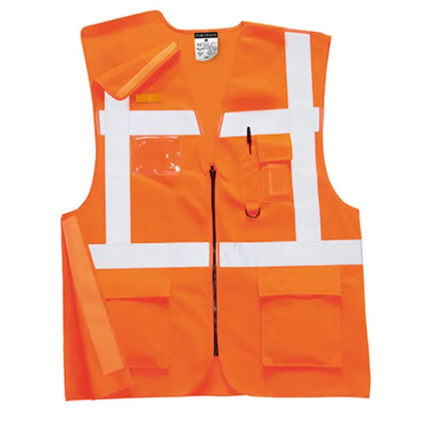 Image of Portwest Executive RIS Rail High Vis Vest RT26ORRS Colour: Orange