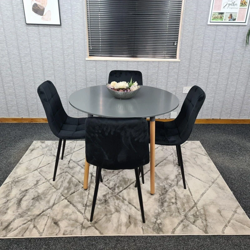 Image of KOSY KOALA KOSY KOALA Dining Table Set with 4 Chairs Dining Room and Kitchen table set of 4 in Grey Grey One Size Unisex 5060711585420