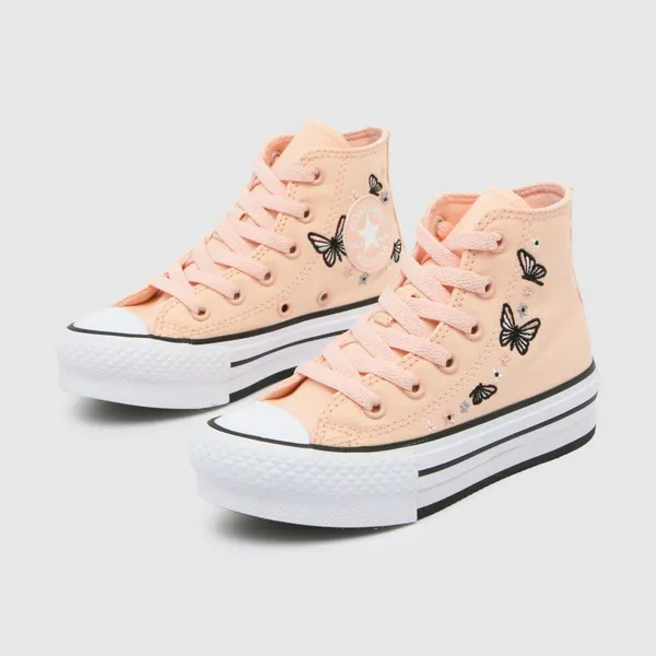 Image of Converse peach all star eva lift hi Girls Junior trainers Orange/Black UK 2