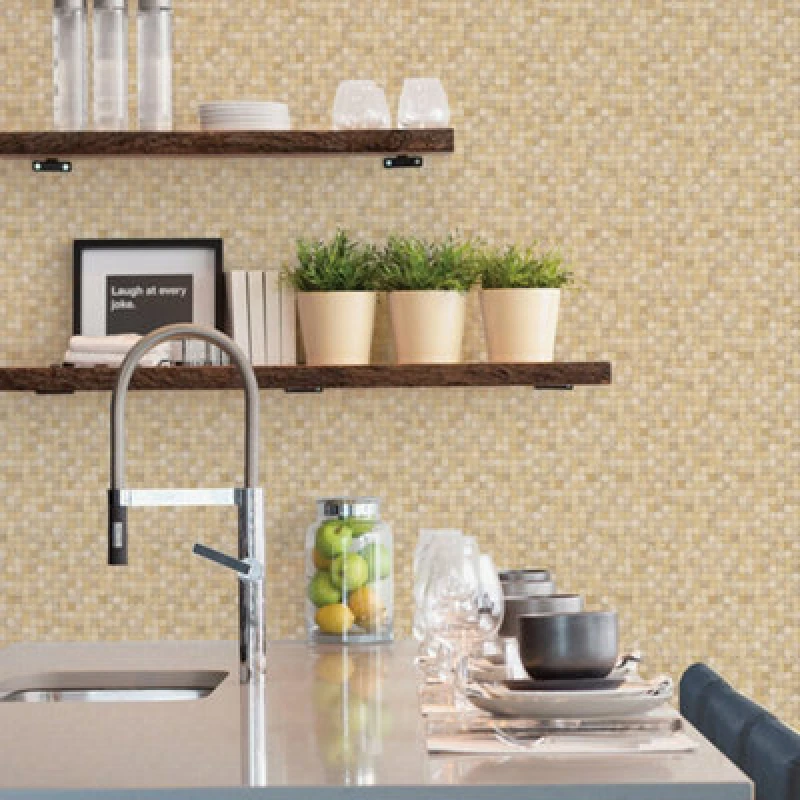 Image of Galerie Natural Fx Beige Tessera Embossed Wallpaper