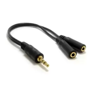 Jedel 3.5mm Jack Splitter Cable, 2 x Female 3 Pole (TRS), 20cm, Black