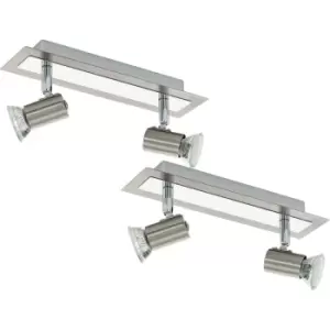 Image of 2 PACK Wall 2 Spot Lights Colour Satin Nickel Chrome Plated GU10 2x5W Included