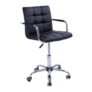 Image of HOMCOM PU Leather Height Adjustable Swivel Office Computer Chair 360 Degree Chair with Chrome Base and Castor Wheels Armrest Bar Chair