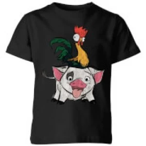 Image of Moana Hei Hei and Pua Kids T-Shirt - Black - 11-12 Years