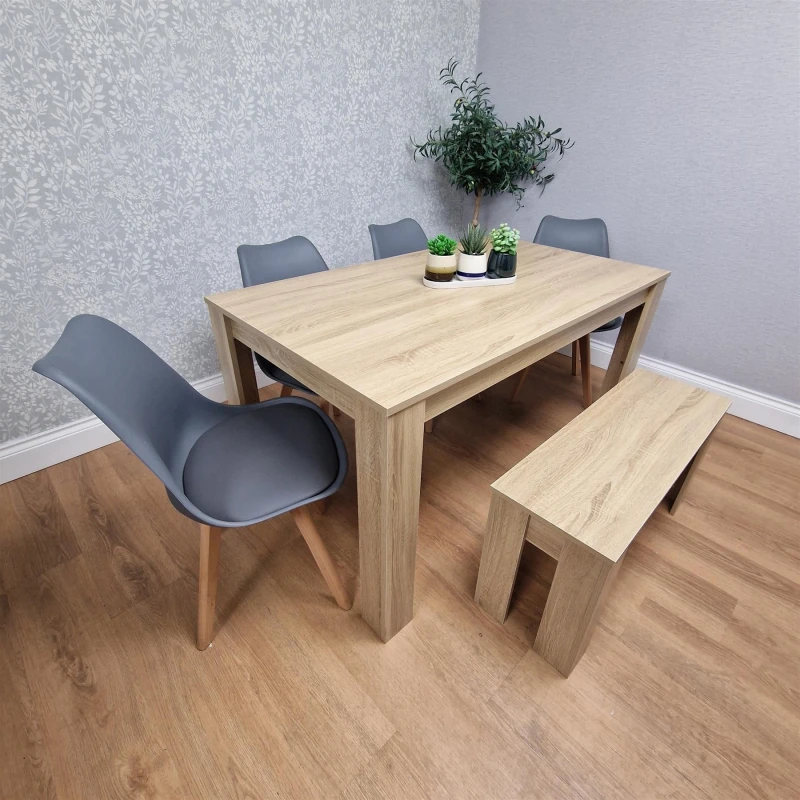 Image of KOSY KOALA Dining Table Set with 4 Chairs Dining Room and Kitchen table set of 4, and Bench Beige unisex