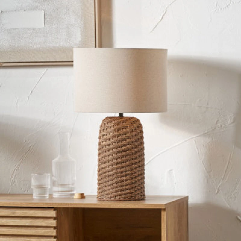 Image of Pacific Lifestyle Brown Woven Seagrass Table Lamp