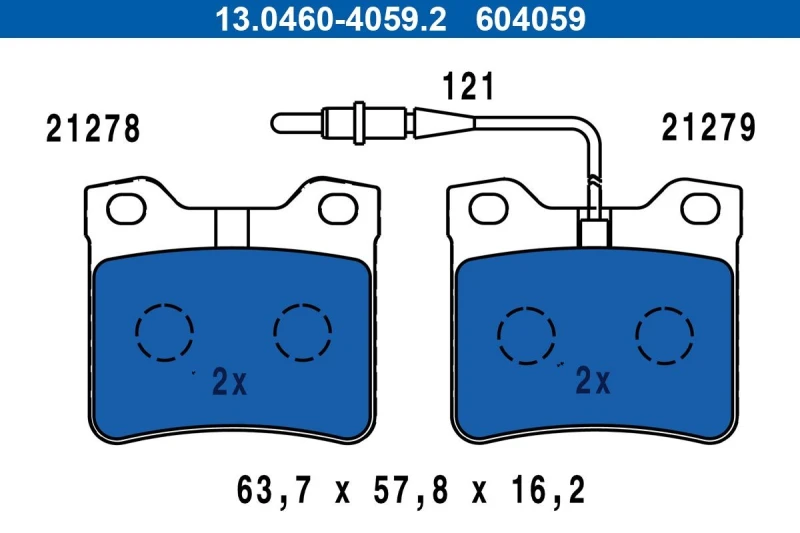 Image of ATE 13.0460-4059.2 Brake pad set incl. wear warning contact Brake Pad Set,disc brake (402)
