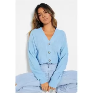 Image of I Saw It First Button Through Knit Cardigan - Blue