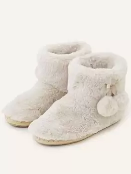 Accessorize Supersoft Slipper Boot, White Size M Women