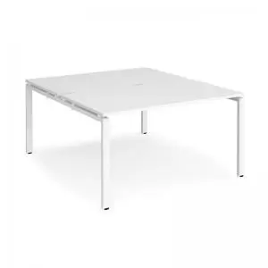 Image of Adapt back to back desks 1400mm x 1600mm - white frame and white top