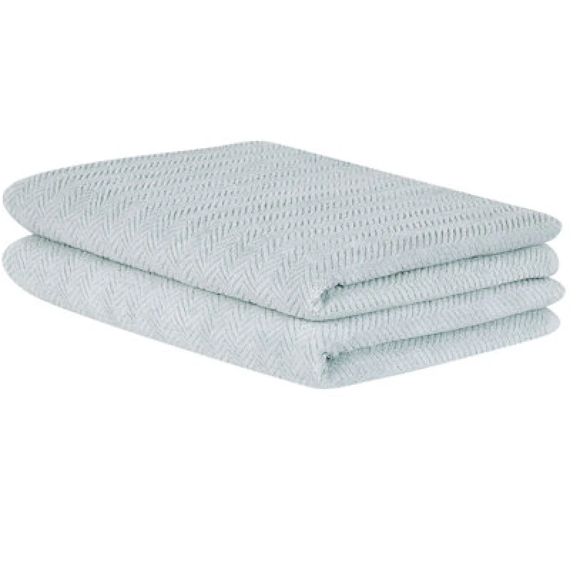 Image of Beliani Set Of 2 Towels Mitiaro Terry Cotton Mint Green
