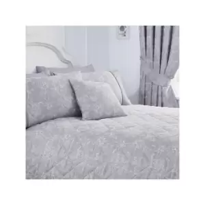 Image of Serene - Jasmine Floral Weave Cotton Rich Filled Cushion, Lavender, 43 x 43 Cm