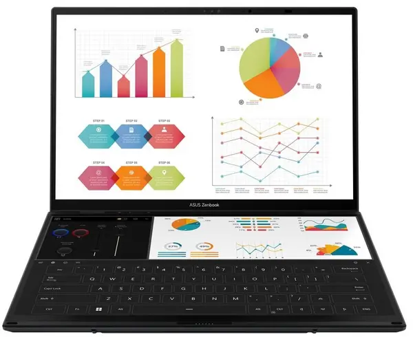 Image of Asus ASUS Zenbook Duo UX8406MA Laptop, Intel Core Ultra 9, 32GB RAM, 2TB PCIe SSD, 14" OLED WQXGA+ Touchscreen, Intel Iris Xe, Windows 11 Home, Grey U