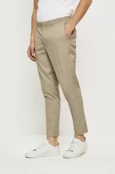 Image of Mens Skinny Fit Neutral Pow Check Suit Trousers