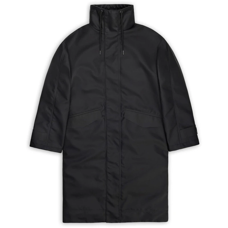 Image of Rains Mens Vision Longer Waterproof Windproof Long Sleeve Oversized Fit Mac Black 01 male X Large