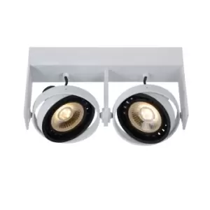 Image of Griffon Modern Twin Ceiling Spotlight - LED Dim to warm - GU10 - 2x12W 2200K/3000K - White