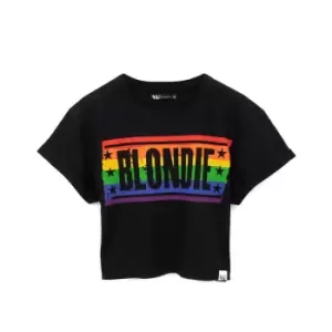 Image of Blondie Womens/Ladies Rainbow Crop T-Shirt (3XL) (Black/Blue/Orange)