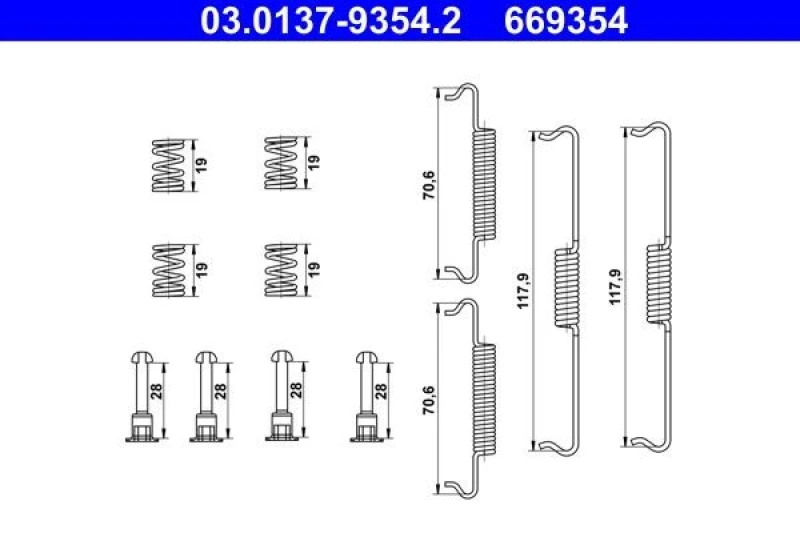 Image of Brake shoe fitting kit ATE 03.0137-9354.2