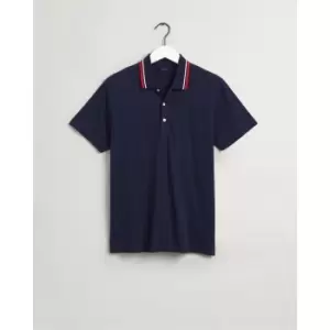 image of Gant Drop Needle Polo Shirt - Blue