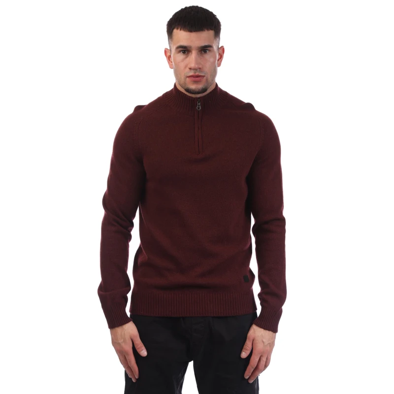 Image of Lyle and Scott Saddle Sleeve Quarter Zip Jumper Red male XS