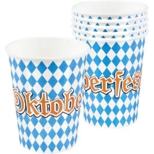 Image of Oktoberfest Plastic Cups Blue/White (pack of 6)